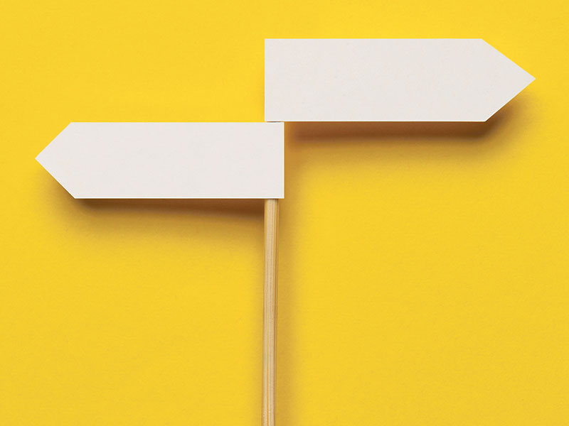 two blank directional signs