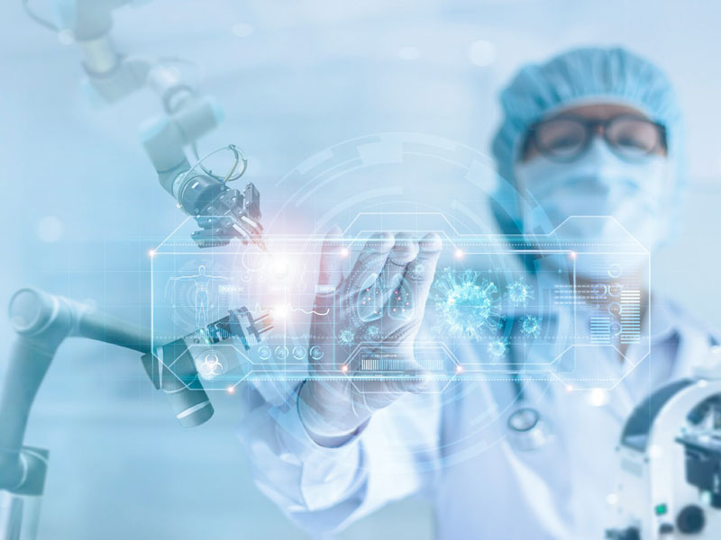 Tech and healthcare professional at work