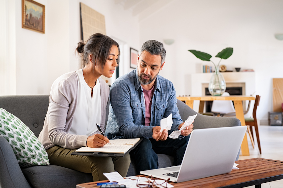 Couple doing taxes