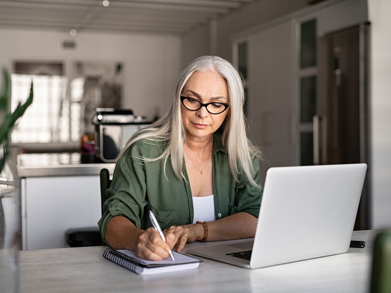woman working on laptop