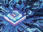 Chip with lighting effect suggesting information flow