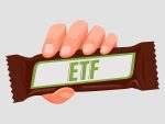 Illustration of a chocolate bar with the word ETF written on it